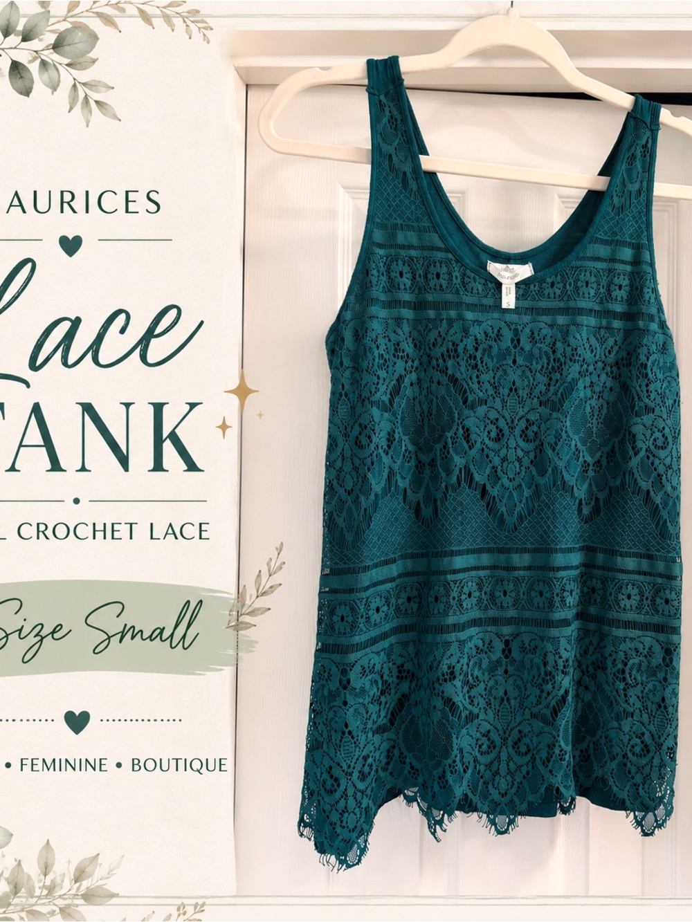 Maurices Teal Lace Tank Top – Size Small
